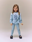 Spodnie i spodenki dla dziewczynek - Reserved - Bawełniany komplet z aplikacją - jasnoniebieski - miniaturka - grafika 1