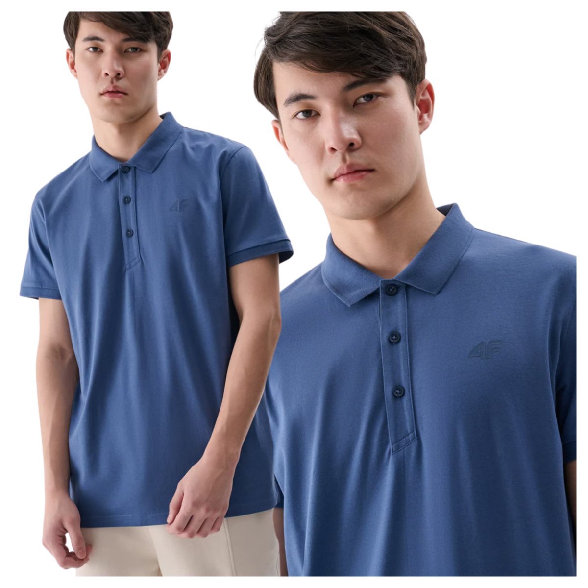 Koszulka polo regular męska 4F 4FWMM00TPTSM367-32S Niebieski Roz. M