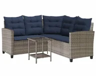 Meble ogrodowe - Sofa ogrodowa ze stolikiem szaro granatowa N8-P93 - miniaturka - grafika 1