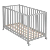 Łóżeczka i kojce - Szare łóżeczko na kółkach 60x120 cm Fold up – Roba - miniaturka - grafika 1