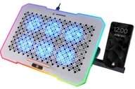 Podkładki chłodzące pod laptopa - Podstawka chłodząca pod laptopa Rampage FREEZ 9-17" RGB 6 wentylatorów, srebrna - miniaturka - grafika 1