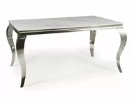 Stoły - Stół do jadalni glamour PRINCE CERAMIC BIAŁY CALACATTA/CHROM 180X90 - miniaturka - grafika 1