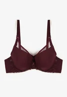 Biustonosze - Ciemnofioletowy Biustonosz z Koronką i Transparentnymi Wstawkami Senelia - Renee - miniaturka - grafika 1