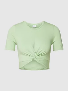Koszulki i topy damskie - T-shirt krótki z wiązanym detalem - grafika 1