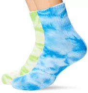 Skarpetki damskie - Urban Classics Skarpety uniseks Tie Dye Short Socks 2-pak, skarpety półwysokie dla mężczyzn i kobiet, rozmiary 35-50, zielony/niebieski., 47-50 - miniaturka - grafika 1