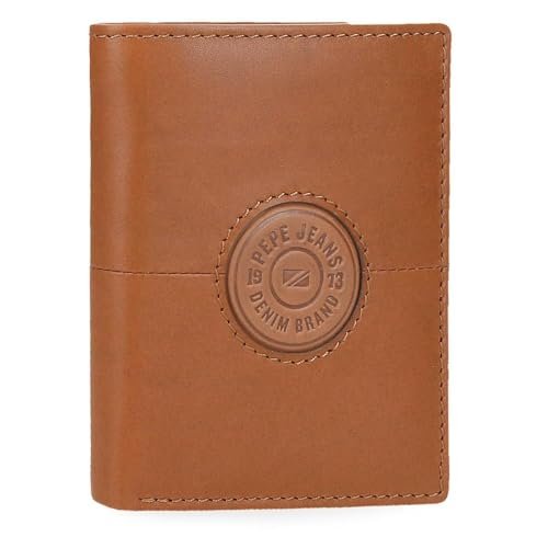 Pepe Jeans Cracker Pionowy portfel z uchwytem na karty Beżowy 8,5x10,5x1 cm Skóra by Joumma Bags, beż, Talla única, Pionowy portfel z uchwytem na karty