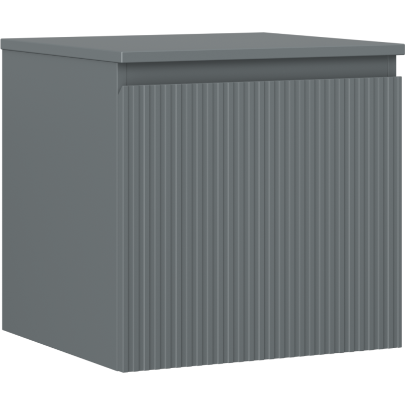 Mexen Rivel szafka łazienkowa podumywalkowa 50 cm z blatem, 1 szuflada, ryflowana , grafit mat - 91A20-05047-1-BFC66