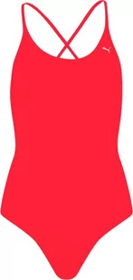 Kostium kąpielowy damski Puma Swim V-Neck czerwony-S - Stroje kąpielowe - miniaturka - grafika 1