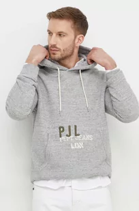 Pepe Jeans bluza męska kolor szary z kapturem z nadrukiem - Bluzy męskie - miniaturka - grafika 1