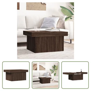 The Living Store stolik kawowy brązowy dąb 100x55x40 cm materiał drewnopochodny - Ławy i stoliki kawowe - miniaturka - grafika 1