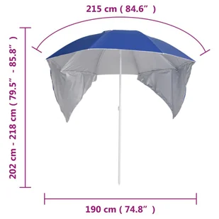 Parasol plażowy ze ściankami bocznymi, niebieski, 215 cm - Parasole ogrodowe - miniaturka - grafika 10