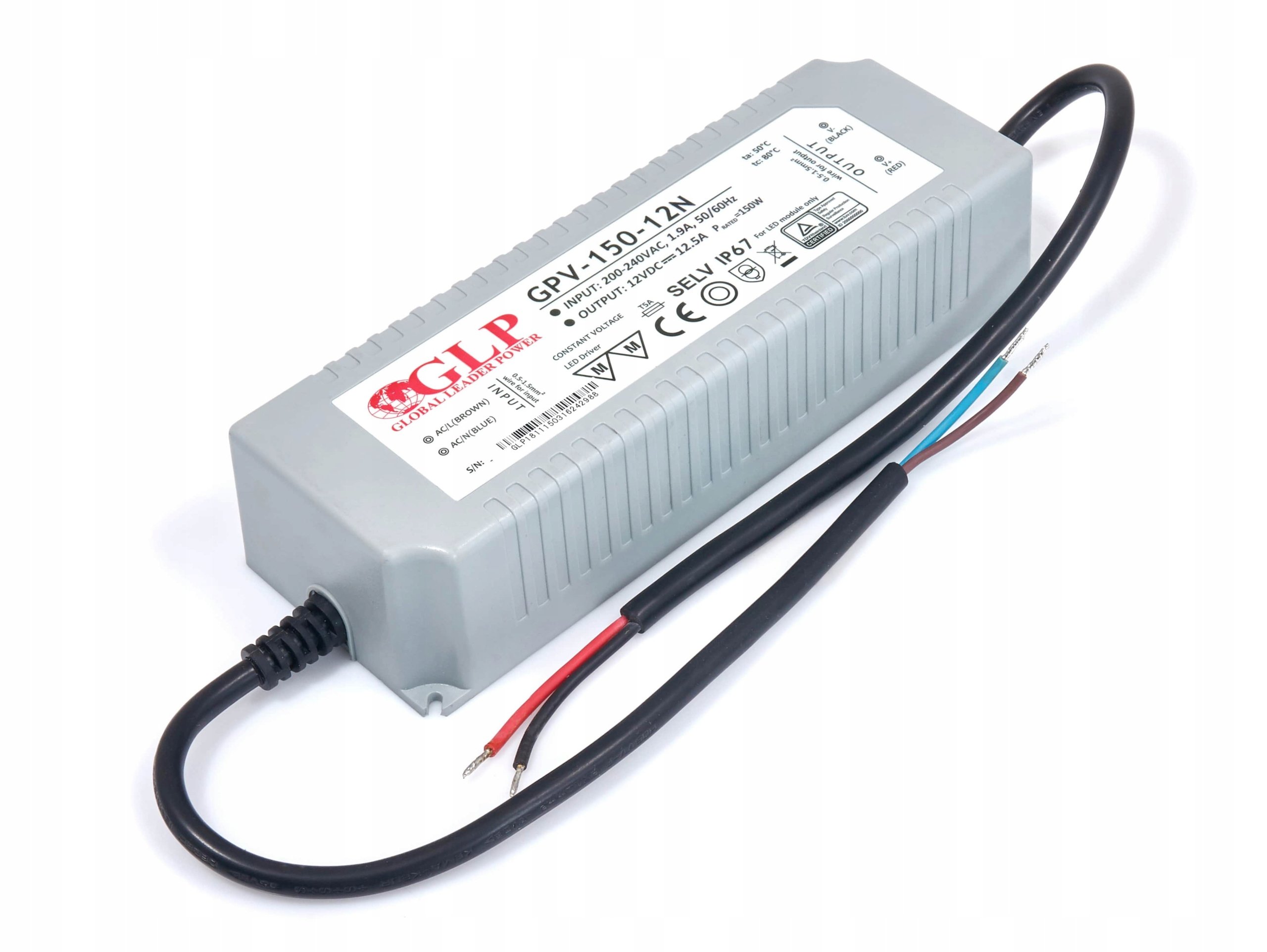 GLP Zasilacz hermetyczny do taśm Led GPV-150-12N IP67