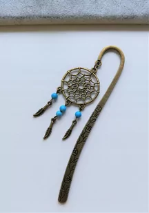 ANTYCZNA ZAKŁADKA DO KSIĄŻKI ŁAPACZ SNÓW TURKMENIT - Zakładki do książek - miniaturka - grafika 1