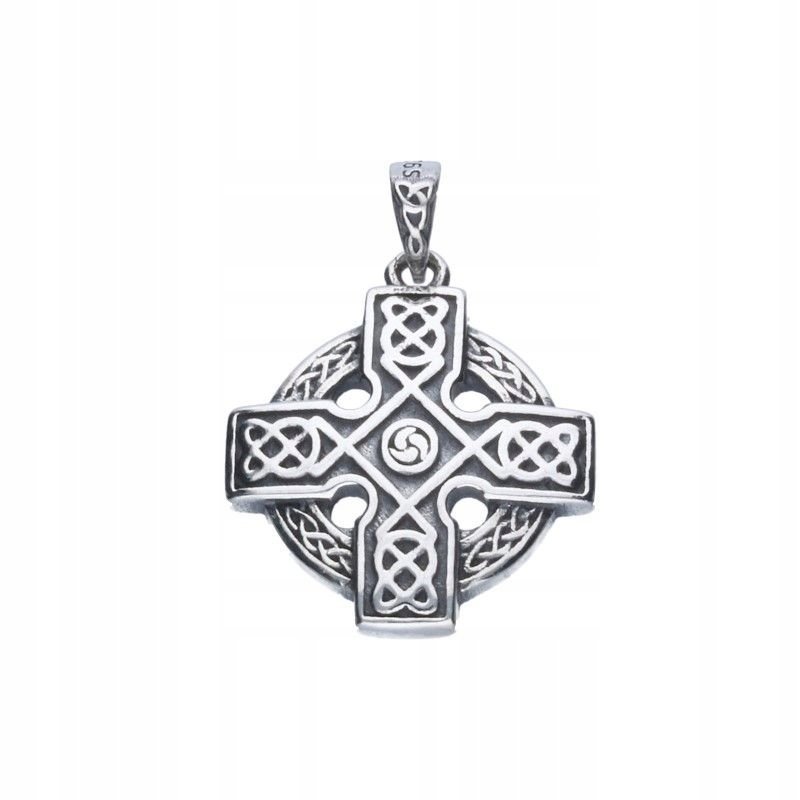 Srebrna Zawieszka Krzyż Celtycki 925 Ażurowa Oksydowana 18x18mm na prezeznt