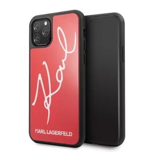Karl Lagerfeld Double Layers Tempered Glass Glitter Signature Case - Etui iPhone 11 Pro (czerwony) - Etui i futerały do telefonów - miniaturka - grafika 3