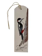 Zakładki indeksujące - Zakładka drewniana z ptaszkiem - dzięcioł - miniaturka - grafika 1