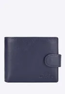 Portfele - Męski portfel skórzany prosty z RFID granatowy - miniaturka - grafika 1