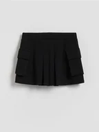 Spodnie i spodenki dla dziewczynek - Reserved - Plisowane spódnico-szorty - czarny - miniaturka - grafika 1