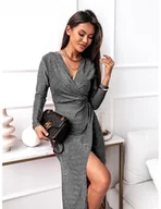 Sukienki - Błyszcząca suknia z długim rękawem MILI - srebrna - miniaturka - grafika 1