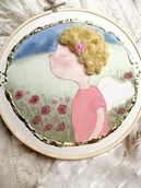 Ikony i obrazy sakralne - Obrazek z aniołkiem dla dziewczynki, pamiątka Chrztu narodzin dziewczynka - miniaturka - grafika 1