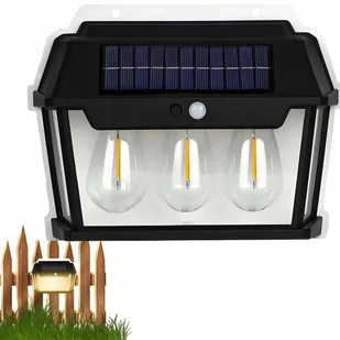 Lampa solarna 3 LED SP-235 1600lm z czujnikiem ruchu, 1800mAh, czarny - Lampy ogrodowe - miniaturka - grafika 1