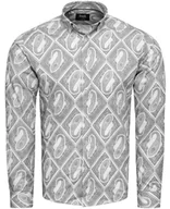 Koszule męskie - Koszula męska szara slim w wzory Recea - miniaturka - grafika 1