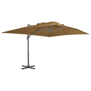 vidaXL Parasol wiszący z aluminiowym słupkiem, 400x300 cm, taupe - Parasole ogrodowe - miniaturka - grafika 9