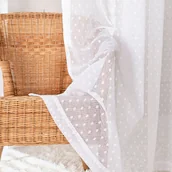 Firany - Długa gotowa firanka na przelotkach, kolor biały, Białe Groszki, rozmiar: 140x250 cm - miniaturka - grafika 1