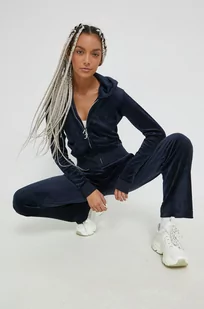 Juicy Couture bluza damska kolor granatowy z kapturem gładka - Bluzy damskie - miniaturka - grafika 1