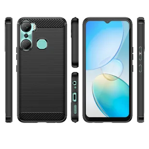 Carbon Case etui do Infinix Hot 12 Pro elastyczny silikonowy karbonowy pokrowiec czarne - Etui i futerały do telefonów - miniaturka - grafika 2