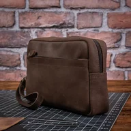 Torby męskie - Saszetka na Dokumenty Męska Skórzana do Ręki Brązowa Vintage Belveder WX14 - miniaturka - grafika 1