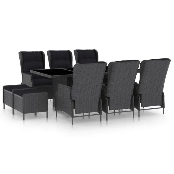 Stylowy komplet mebli ogrodowych 6-osobowy, ciemnoszary, wymiary: 200x100x7