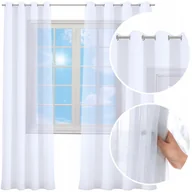 Firany - FIRANA GOTOWA WOAL BIAŁA 140X250 CM ZASŁONA PRZELOTKI FIRANY NA PRZELOTKACH - miniaturka - grafika 1