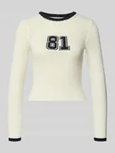 Swetry damskie - Sweter o kroju slim fit z imitacji dzianiny - miniaturka - grafika 1