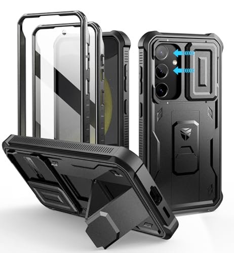 Dexnor Etui do Samsung Galaxy S24 z wbudowaną osłoną kamery przesuwnej, ochrona wyświetlacza i podpórką, wytrzymałe etui na telefon komórkowy, ochrona ekranu i podpórka, wytrzymałe etui na telefon