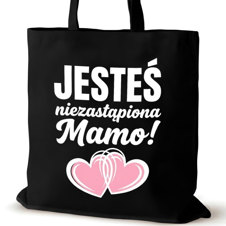 Torba bawełniana dla MAMY czarna na ramię przyjaciółki duża śmieszna