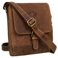 Torby męskie - Torebka męska ze skóry naturalnej brązowa listonoszka na ramię mała miejska saszetka kieszonki na suwak ALWAYS WILD - miniaturka - grafika 1