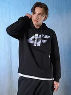 Bluzy męskie - 4F Bluza dresowa regular z kapturem męska - czarna XXL - miniaturka - grafika 1