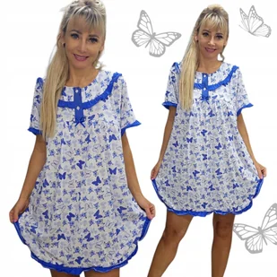 UROCZA KOSZULA NOCNA FALBANKA MOTYL bawełna tunika piżama 3xl 4xl prezent - Bielizna nocna - miniaturka - grafika 1