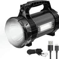 Latarki - Mocna latarka, 8 trybów oświetlenia, z kablem USB, wodoodporna IP65, z paskiem na ramię, odpowiednia na kemping/wędrówki piesze/w sytuacjach awaryjny - miniaturka - grafika 1