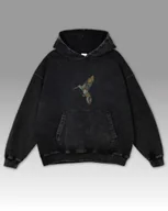 Bluzy damskie - Bluza z Kolibrem Haft Oversize Sprana Kolorowy Ptak Czarny L - miniaturka - grafika 1