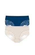Majtki damskie - 2-pack figi damskie granatowo-beżowe Essentials GD173, Kolor granatowo-beżowy, Rozmiar XXL, Cotonella - Intymna - miniaturka - grafika 1