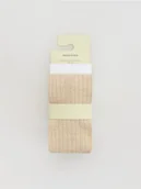 Rajstopy - Reserved - Bawełniane rajstopy 2 pack - złamana biel - miniaturka - grafika 1