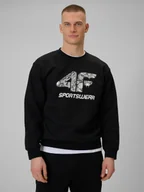 Bluzy męskie - 4F Bluza dresowa nierozpinana bez kaptura męska - czarna XXL - miniaturka - grafika 1