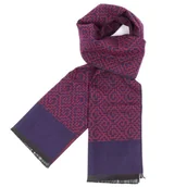 Apaszki i szaliki męskie - Ciepły szalik męski Cashmere geometryczny SZA-16 granatowo-bordowy - miniaturka - grafika 1