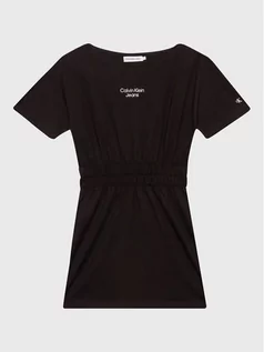 Sukienki i spódniczki dla dziewczynek - Calvin Klein Jeans Sukienka codzienna Hero Logo IG0IG01902 Czarny Regular Fit - grafika 1