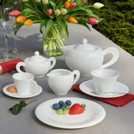Serwisy do kawy i herbaty - Serwis kawowy porcelanowy na 12 osób NAOMI WHITE - miniaturka - grafika 1