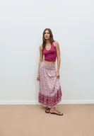 Spódnice - Stradivarius Długa spódnica we wzory Cielisty róż XL - miniaturka - grafika 1