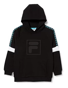 FILA Dylan Taped Hoody chłopięca bluza z kapturem, czarno-jasny biały, 134-140 - Bluzy dla chłopców - miniaturka - grafika 1