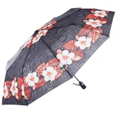 Parasole - Parasol damski grafitowy w kwiaty półautomat - miniaturka - grafika 1